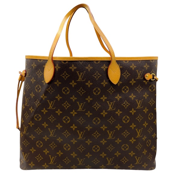 LOUIS VUITTON BROWN MONOGRAM CANVAS NEVERFULL GM TOTE BAG - Picture 1 of 16